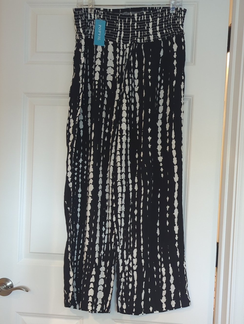 Black & White Vertical Tie-Dye Pilazzo pants
